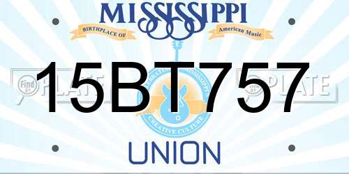 15BT757 Mississippi License Plate