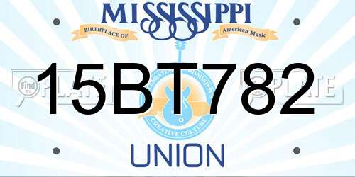 15BT782 Mississippi License Plate