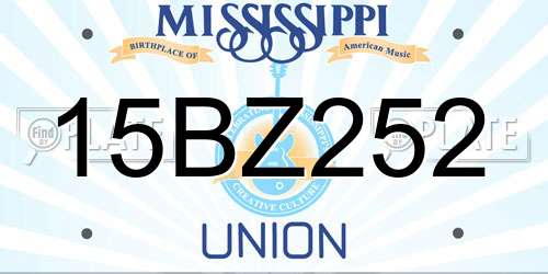 15BZ252 Mississippi License Plate