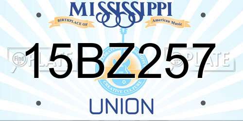15BZ257 Mississippi License Plate