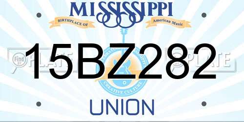 15BZ282 Mississippi License Plate