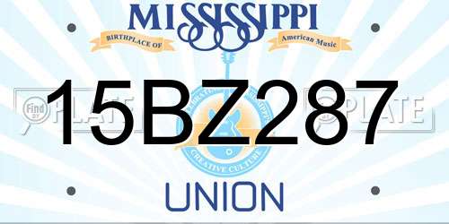 15BZ287 Mississippi License Plate