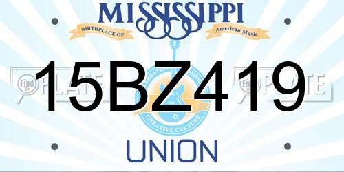 15BZ419 Mississippi License Plate