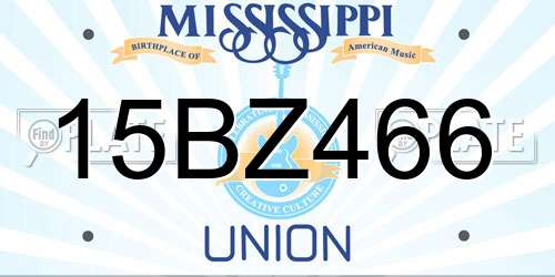 15BZ466 Mississippi License Plate