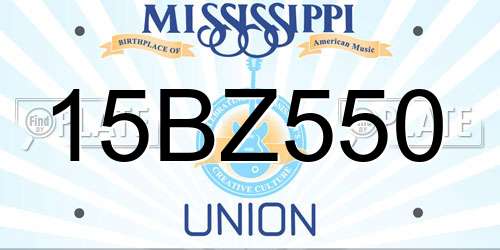 15BZ550 Mississippi License Plate
