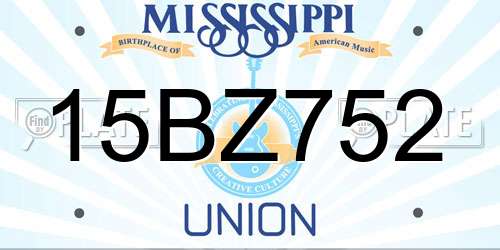 15BZ752 Mississippi License Plate