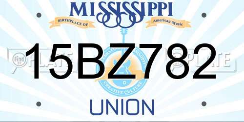 15BZ782 Mississippi License Plate