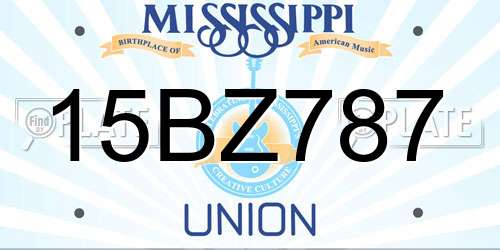 15BZ787 Mississippi License Plate