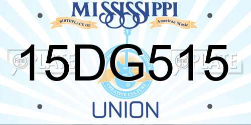 15DG515 Mississippi License Plate