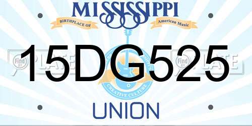 15DG525 Mississippi License Plate
