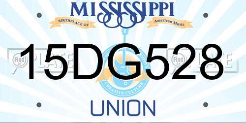 15DG528 Mississippi License Plate