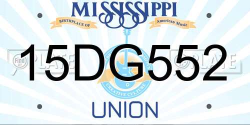 15DG552 Mississippi License Plate