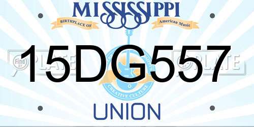 15DG557 Mississippi License Plate