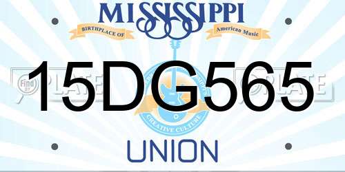 15DG565 Mississippi License Plate