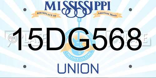 15DG568 Mississippi License Plate