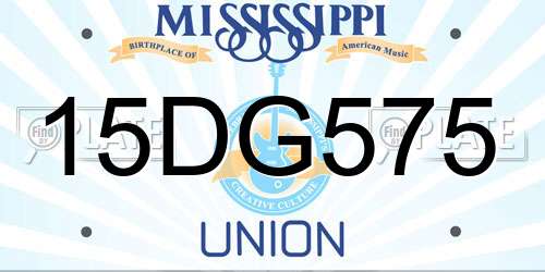 15DG575 Mississippi License Plate