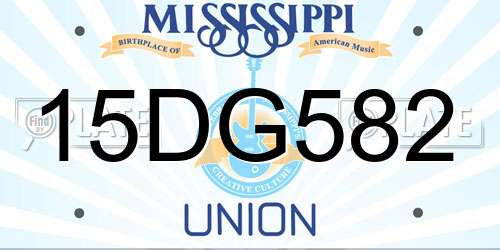 15DG582 Mississippi License Plate