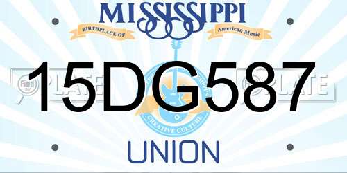 15DG587 Mississippi License Plate
