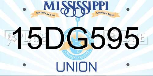 15DG595 Mississippi License Plate