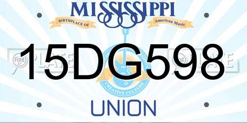 15DG598 Mississippi License Plate