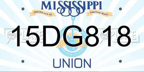15DG818 Mississippi License Plate