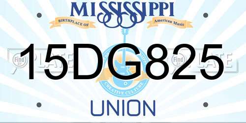 15DG825 Mississippi License Plate