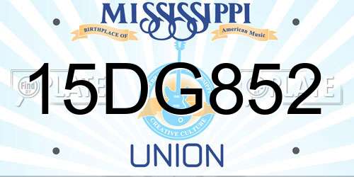 15DG852 Mississippi License Plate