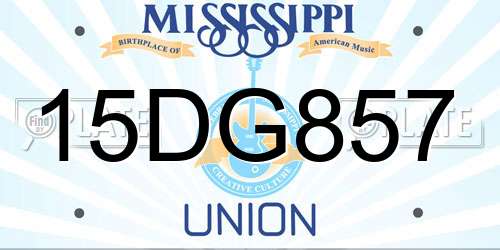 15DG857 Mississippi License Plate