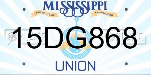 15DG868 Mississippi License Plate