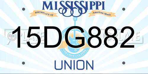 15DG882 Mississippi License Plate