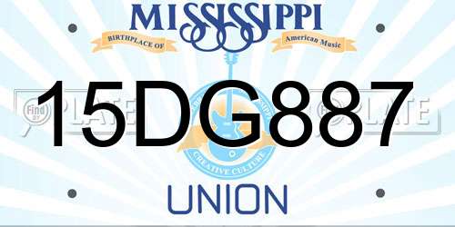 15DG887 Mississippi License Plate