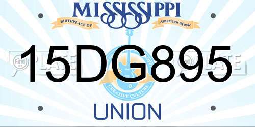 15DG895 Mississippi License Plate