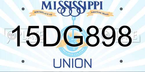 15DG898 Mississippi License Plate