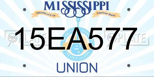 15EA577 Mississippi License Plate