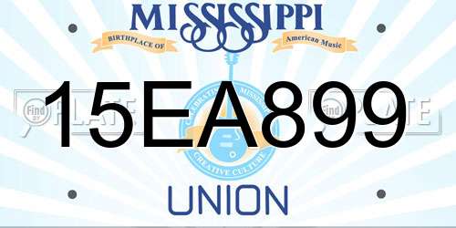 15EA899 Mississippi License Plate