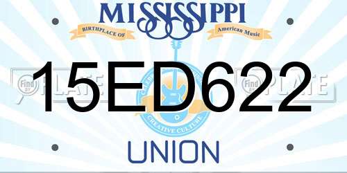 15ED622 Mississippi License Plate