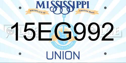 15EG992 Mississippi License Plate