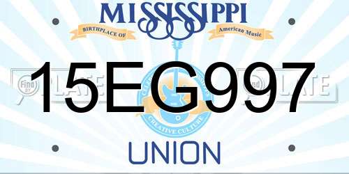 15EG997 Mississippi License Plate