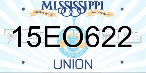15EO622 Mississippi License Plate