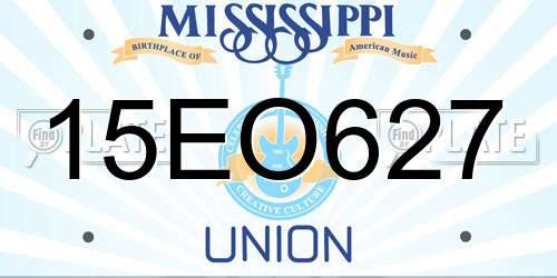 15EO627 Mississippi License Plate