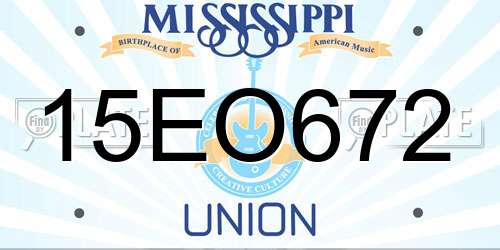 15EO672 Mississippi License Plate