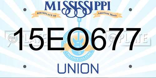 15EO677 Mississippi License Plate