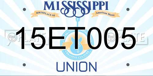 15ET005 Mississippi License Plate