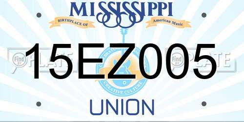15EZ005 Mississippi License Plate