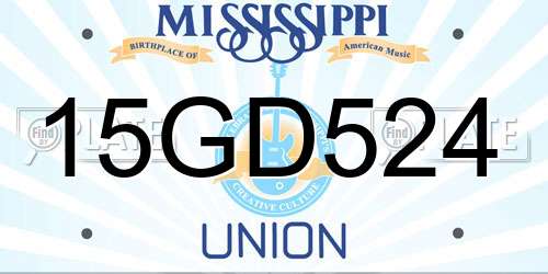 15GD524 Mississippi License Plate