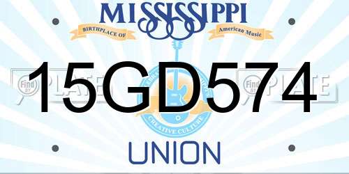15GD574 Mississippi License Plate