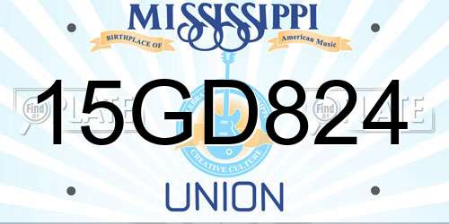 15GD824 Mississippi License Plate