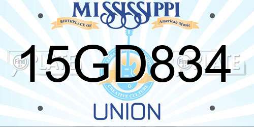 15GD834 Mississippi License Plate