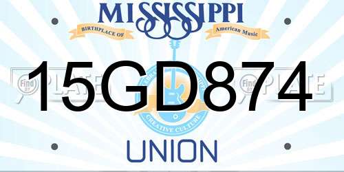 15GD874 Mississippi License Plate