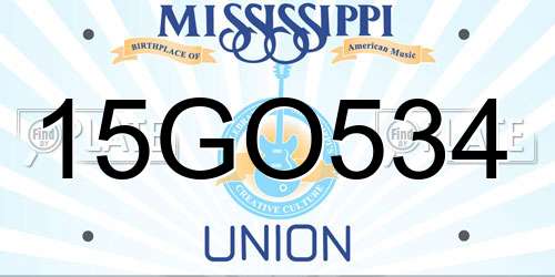 15GO534 Mississippi License Plate